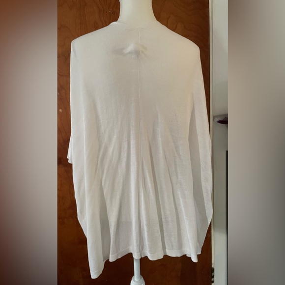 Women’s White Open Front Cardigan Cuffed 1/2 Sleeve And Each Slits On Side - Picture 5 of 7